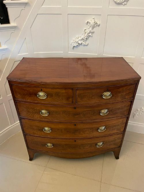 Antique George III Quality Mahogany Bow Front Chest of 5 Drawers