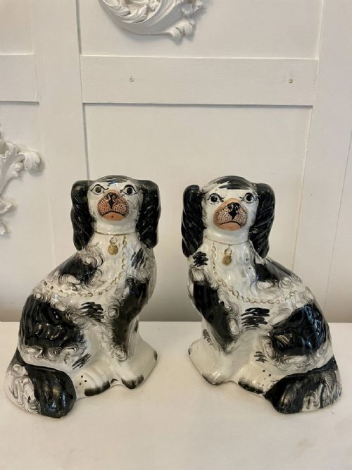 Pair of Antique Victorian Quality Staffordshire Dogs