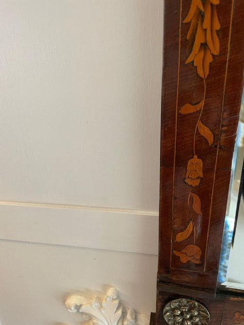 OUTSTANDING QUALITY ANTIQUE GEORGE III DUTCH MARQUETRY MAHOGANY INLAID WALL MIRROR - ADDITIONAL PHOTO 1