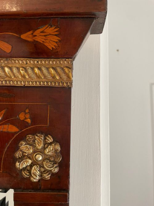 OUTSTANDING QUALITY ANTIQUE GEORGE III DUTCH MARQUETRY MAHOGANY INLAID WALL MIRROR - ADDITIONAL PHOTO 2