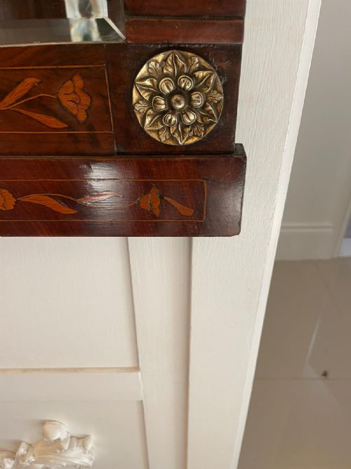 OUTSTANDING QUALITY ANTIQUE GEORGE III DUTCH MARQUETRY MAHOGANY INLAID WALL MIRROR - ADDITIONAL PHOTO 4