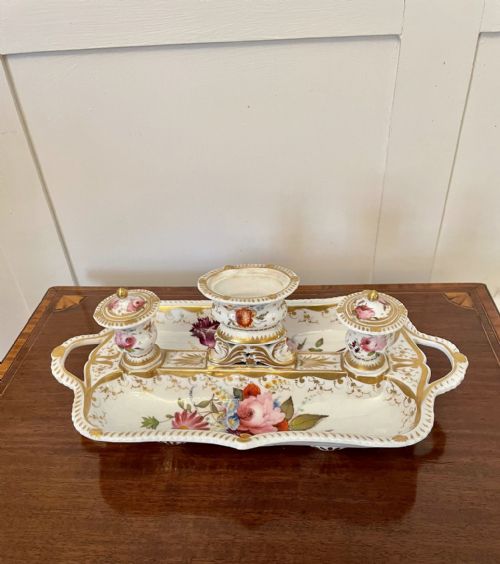 Antique Victorian Quality Porcelain Hand Painted Desk Set