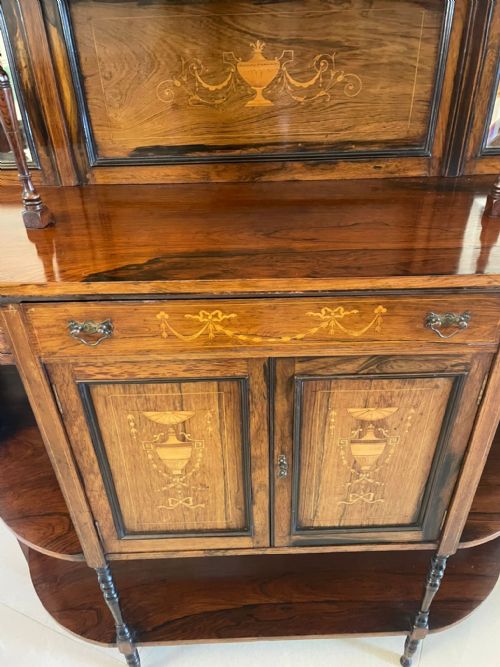 ANTIQUE VICTORIAN QUALITY ROSEWOOD INLAID SIDE CABINET - ADDITIONAL PHOTO 3