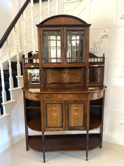 ANTIQUE VICTORIAN QUALITY ROSEWOOD INLAID SIDE CABINET - ADDITIONAL PHOTO 9