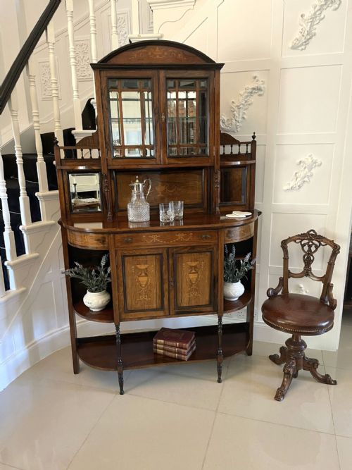 ANTIQUE VICTORIAN QUALITY ROSEWOOD INLAID SIDE CABINET - ADDITIONAL PHOTO 10