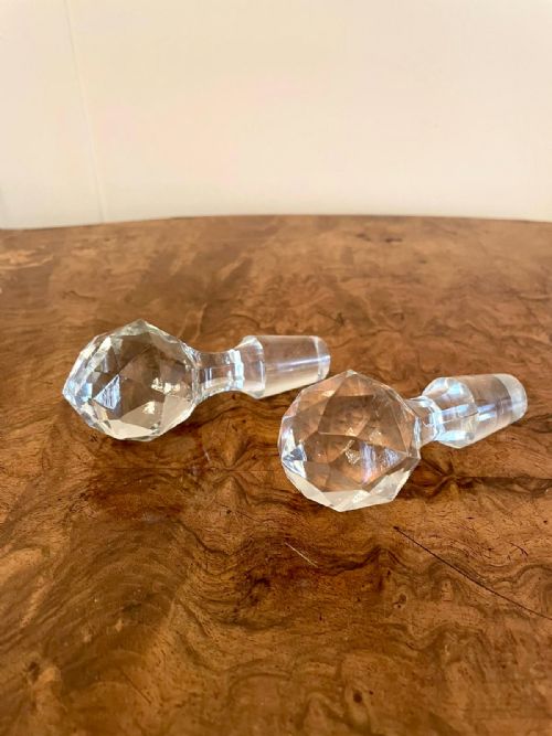 PAIR OF ANTIQUE EDWARDIAN CUT GLASS DECANTERS - ADDITIONAL PHOTO 1