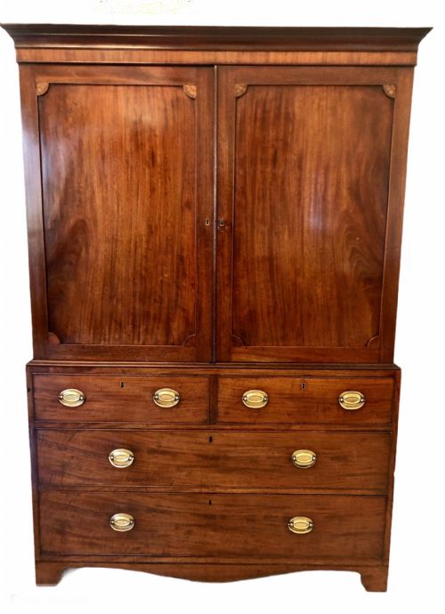 Antique 18th Century George III Quality Mahogany Linen Press
