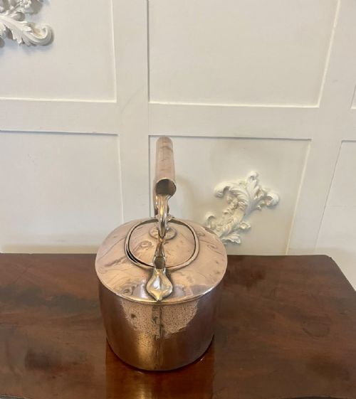 LARGE ANTIQUE GEORGE III QUALITY OVAL SHAPED COPPER KETTLE - ADDITIONAL PHOTO 2