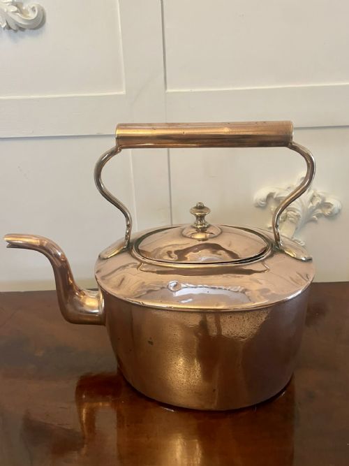 LARGE ANTIQUE GEORGE III QUALITY OVAL SHAPED COPPER KETTLE - ADDITIONAL PHOTO 3