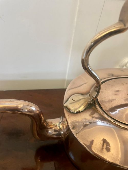 LARGE ANTIQUE GEORGE III QUALITY OVAL SHAPED COPPER KETTLE - ADDITIONAL PHOTO 4