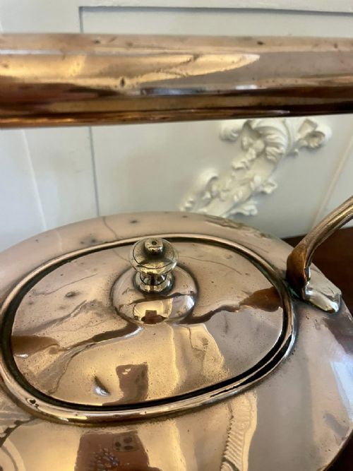 LARGE ANTIQUE GEORGE III QUALITY OVAL SHAPED COPPER KETTLE - ADDITIONAL PHOTO 5