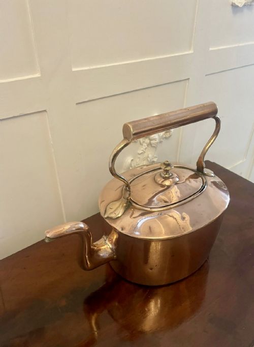LARGE ANTIQUE GEORGE III QUALITY OVAL SHAPED COPPER KETTLE - ADDITIONAL PHOTO 9