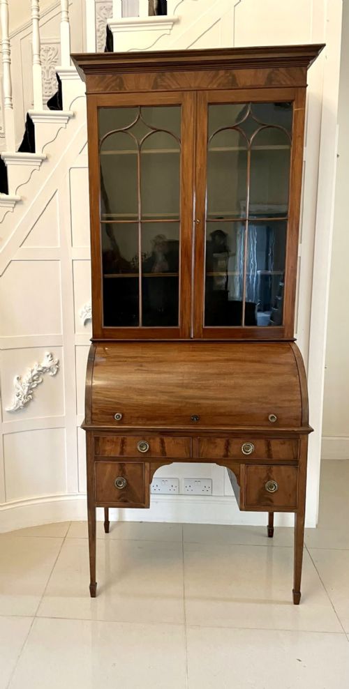 Antique Edwardian Quality Mahogany Cylinder Bookcase