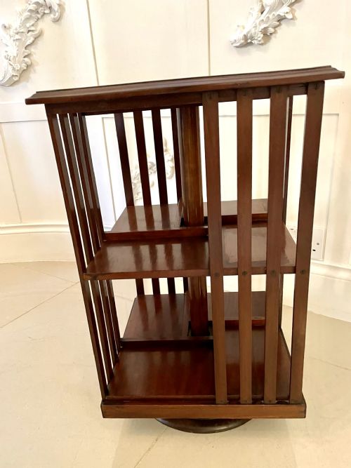 Quality Antique Edwardian Inlaid Mahogany Revolving Bookcase