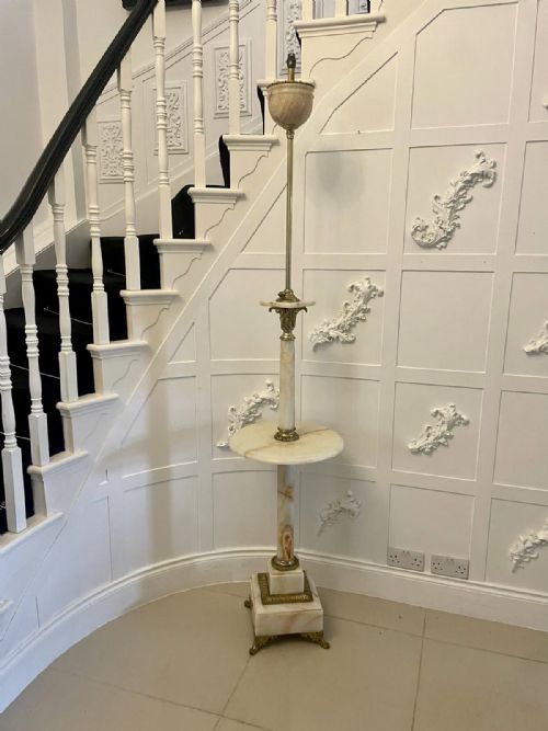 Unusual Antique Victorian French Onyx and Ormolu Extending Floor Lamp