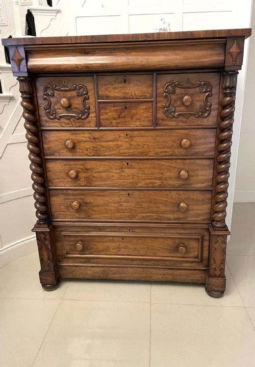 Outstanding Quality Antique Victorian Scottish Figured Mahogany Chest of Drawers