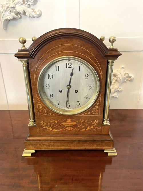 Quality Antique Victorian Marquetry Inlaid Mantle Clock