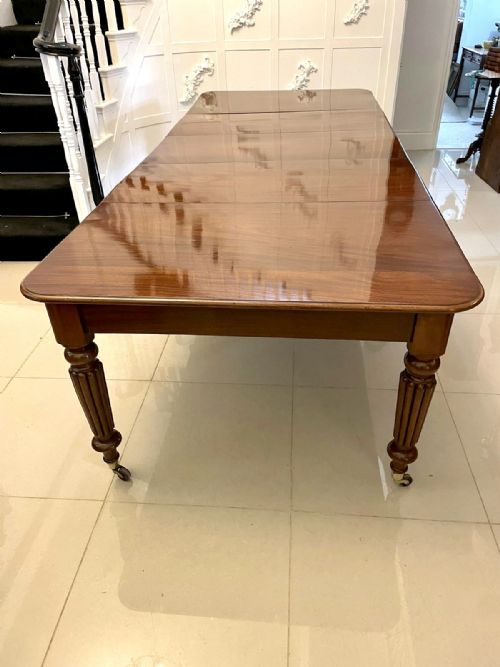 Antique Victorian Quality Figured Mahogany Extending Dining Table 76 X 119 X 294