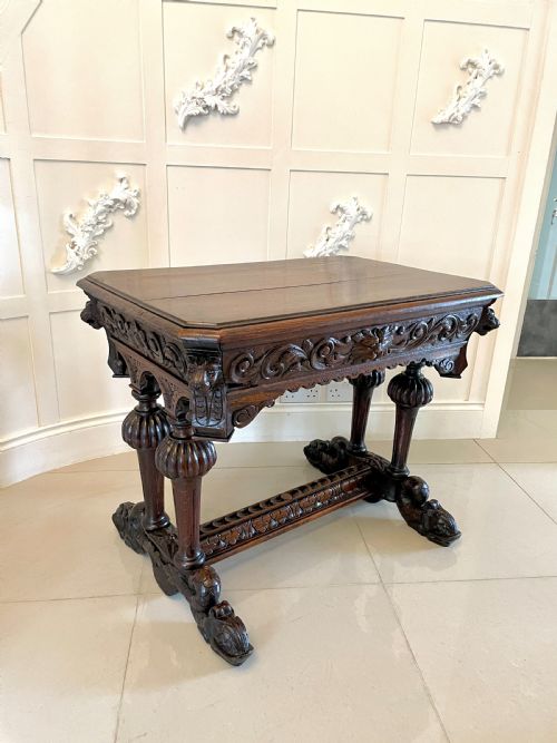Antique Victorian Quality Carved Oak Freestanding Centre Table