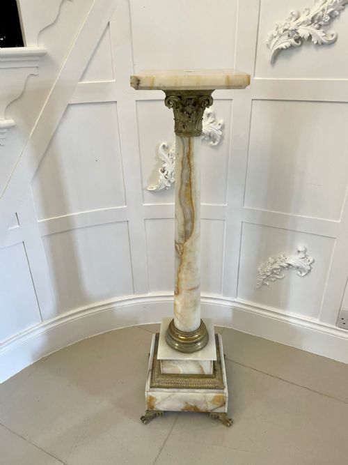 Antique Victorian Quality Onyx and Ormolu Mounted Freestanding Pedestal