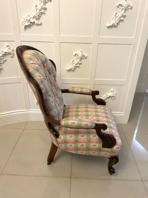 ANTIQUE VICTORIAN QUALITY CARVED WALNUT ARMCHAIR - ADDITIONAL PHOTO 2