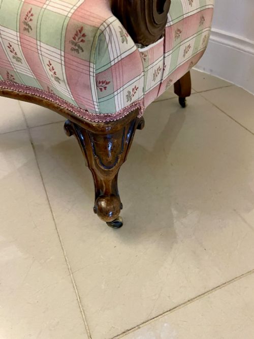 ANTIQUE VICTORIAN QUALITY CARVED WALNUT ARMCHAIR - ADDITIONAL PHOTO 3