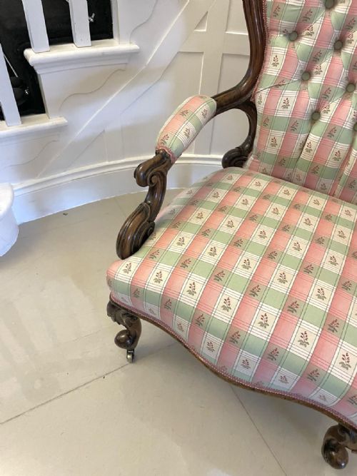 ANTIQUE VICTORIAN QUALITY CARVED WALNUT ARMCHAIR - ADDITIONAL PHOTO 5