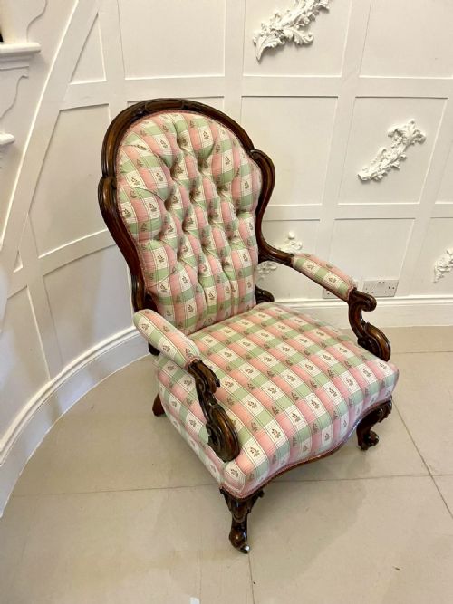 ANTIQUE VICTORIAN QUALITY CARVED WALNUT ARMCHAIR - ADDITIONAL PHOTO 7