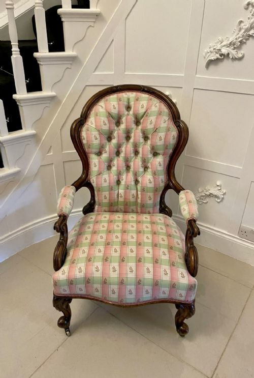 ANTIQUE VICTORIAN QUALITY CARVED WALNUT ARMCHAIR - ADDITIONAL PHOTO 10