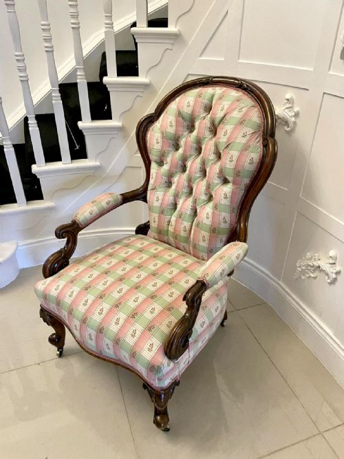 ANTIQUE VICTORIAN QUALITY CARVED WALNUT ARMCHAIR - ADDITIONAL PHOTO 14