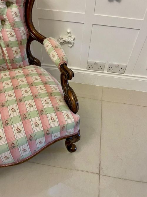 ANTIQUE VICTORIAN QUALITY CARVED WALNUT ARMCHAIR - ADDITIONAL PHOTO 15