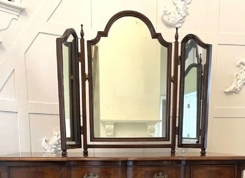 Antique Quality Walnut Shaped Top Triple Mirror