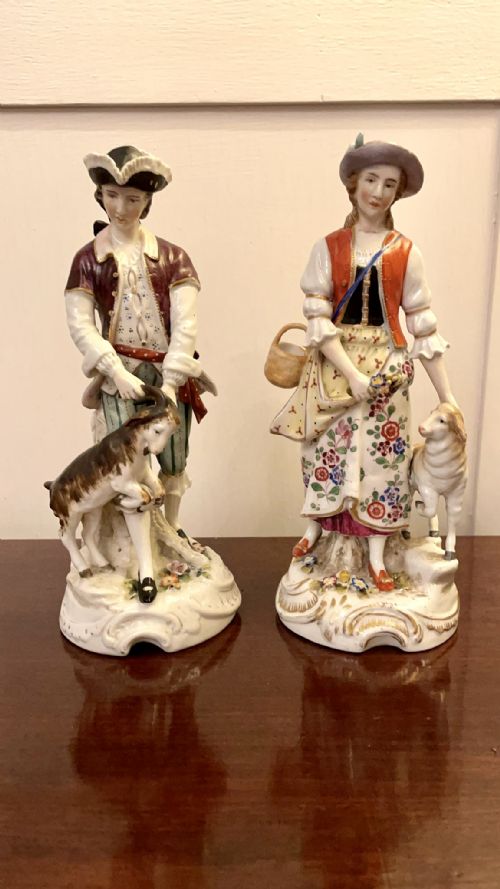 Pair of Antique Victorian Continental Porcelain Figures
