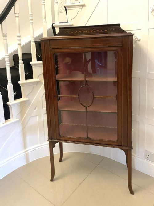 ANTIQUE EDWARDIAN QUALITY MAHOGANY INLAID DISPLAY CABINET - ADDITIONAL PHOTO 3