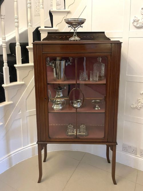 ANTIQUE EDWARDIAN QUALITY MAHOGANY INLAID DISPLAY CABINET - ADDITIONAL PHOTO 8
