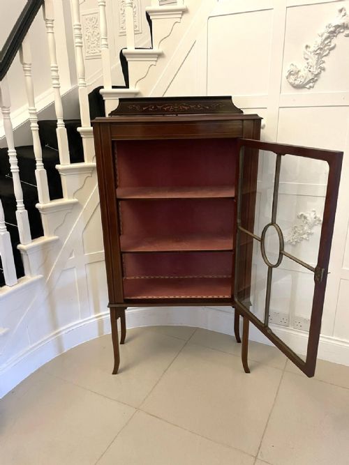 ANTIQUE EDWARDIAN QUALITY MAHOGANY INLAID DISPLAY CABINET - ADDITIONAL PHOTO 9