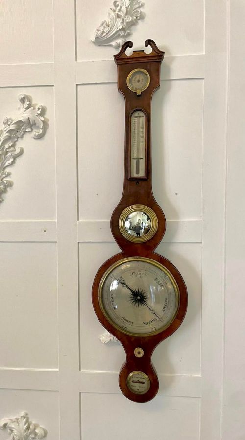 Antique George III Quality Mahogany Banjo Barometer