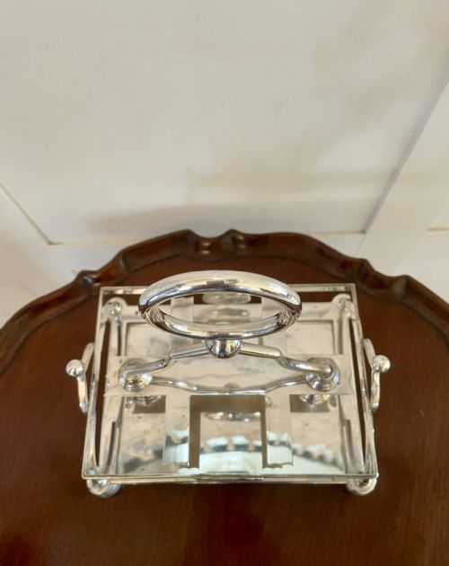 QUALITY ANTIQUE SILVER PLATED SIX BOTTLE CRUET SET - ADDITIONAL PHOTO 4