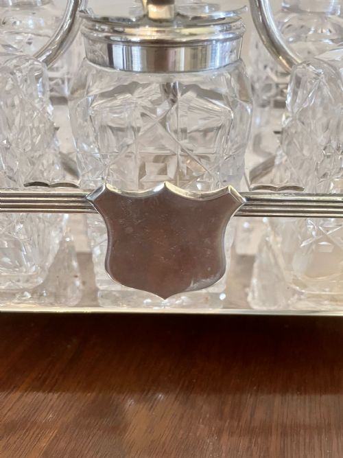 QUALITY ANTIQUE SILVER PLATED SIX BOTTLE CRUET SET - ADDITIONAL PHOTO 5