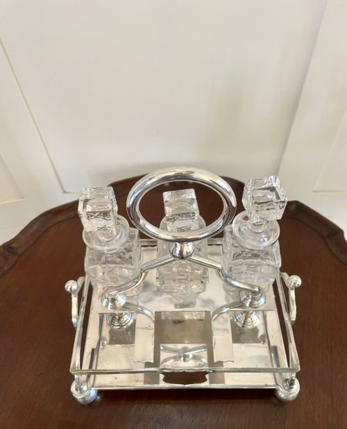 QUALITY ANTIQUE SILVER PLATED SIX BOTTLE CRUET SET - ADDITIONAL PHOTO 9
