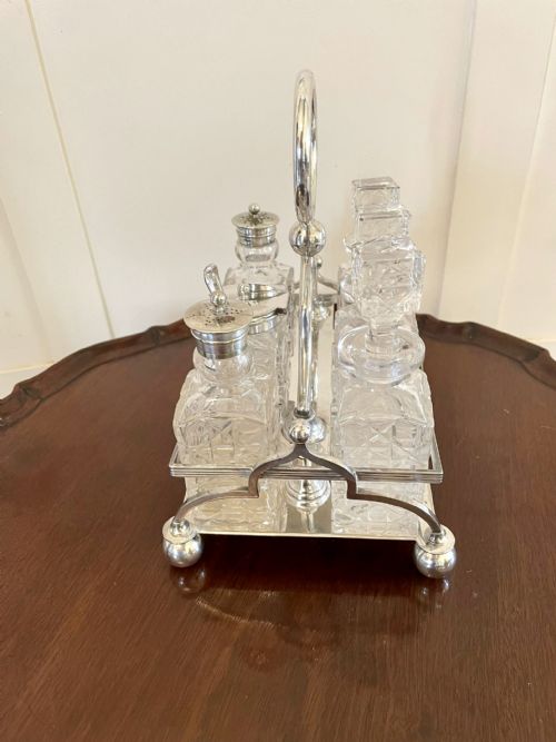 QUALITY ANTIQUE SILVER PLATED SIX BOTTLE CRUET SET - ADDITIONAL PHOTO 10