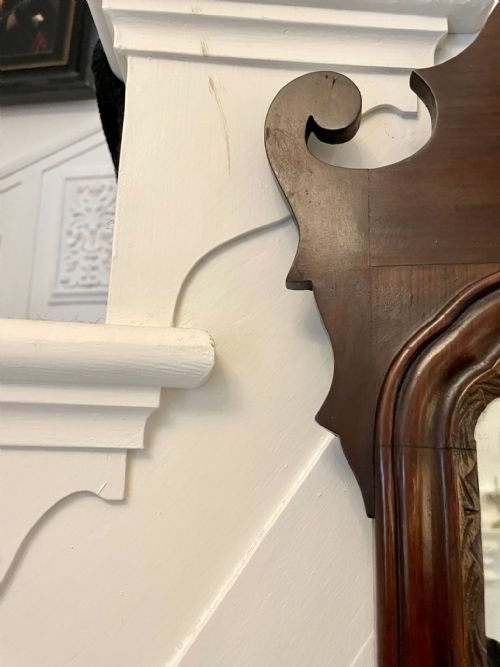LARGE ANTIQUE EDWARDIAN INLAID AND GILT MAHOGANY FRETTED WALL MIRROR - ADDITIONAL PHOTO 1