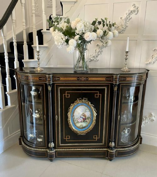 ANTIQUE FRENCH EBONIZED AND AMBOYNA CREDENZASIDEBOARD - ADDITIONAL PHOTO 3