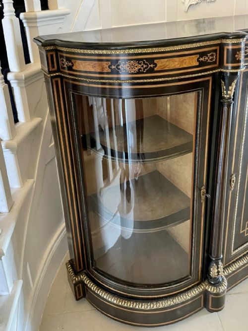 ANTIQUE FRENCH EBONIZED AND AMBOYNA CREDENZASIDEBOARD - ADDITIONAL PHOTO 7