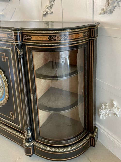 ANTIQUE FRENCH EBONIZED AND AMBOYNA CREDENZASIDEBOARD - ADDITIONAL PHOTO 8