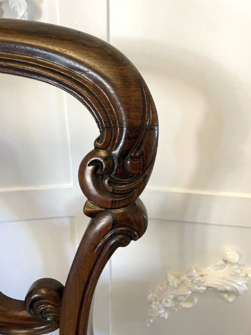 FINE QUALITY SET OF 4 ANTIQUE VICTORIAN CARVED ROSEWOOD DINING CHAIRS - ADDITIONAL PHOTO 2