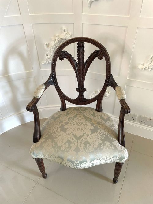 fig 1. Fine Quality Pair of Antique Carved Mahogany Armchairs