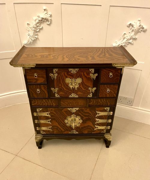 Large Antique Quality Chinese Hardwood Brass Mounted Table Cabinet