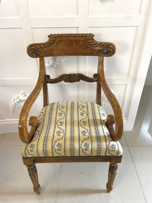 UNUSUAL SET OF 8 QUALITY ANTIQUE DECORATED FAUX BIRDS EYE MAPLE DINING CHAIRS - ADDITIONAL PHOTO 11