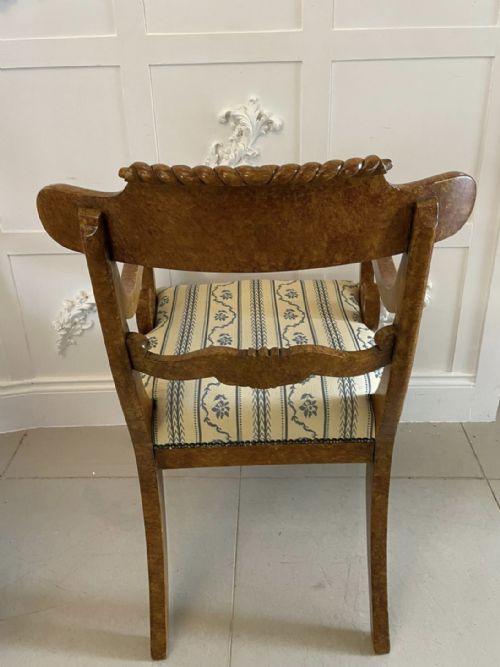 UNUSUAL SET OF 8 QUALITY ANTIQUE DECORATED FAUX BIRDS EYE MAPLE DINING CHAIRS - ADDITIONAL PHOTO 12
